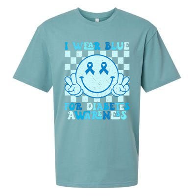 I Wear Blue For Diabetes Awareness Month Smile Face Diabetic Sueded Cloud Jersey T-Shirt