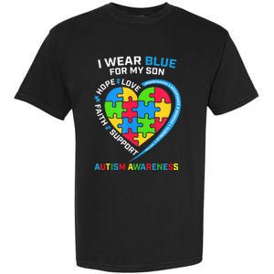 I Wear Blue For My Son Autism Awareness month Garment-Dyed Heavyweight T-Shirt