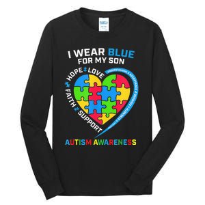 I Wear Blue For My Son Autism Awareness month Tall Long Sleeve T-Shirt