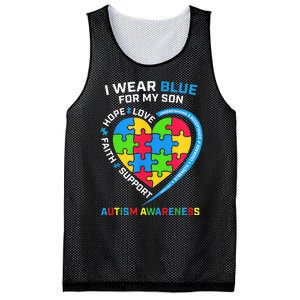 I Wear Blue For My Son Autism Awareness month Mesh Reversible Basketball Jersey Tank