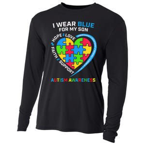 I Wear Blue For My Son Autism Awareness month Cooling Performance Long Sleeve Crew