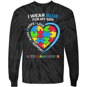 I Wear Blue For My Son Autism Awareness month Tie-Dye Long Sleeve Shirt