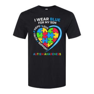 I Wear Blue For My Son Autism Awareness month Softstyle CVC T-Shirt