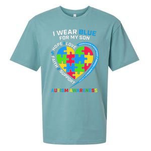 I Wear Blue For My Son Autism Awareness month Sueded Cloud Jersey T-Shirt