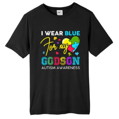 I Wear Blue For My Godson Autism Awareness Godmom Goddad Funny Gift Tall Fusion ChromaSoft Performance T-Shirt