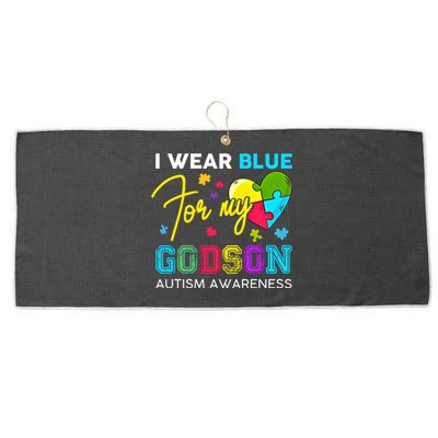 I Wear Blue For My Godson Autism Awareness Godmom Goddad Funny Gift Large Microfiber Waffle Golf Towel