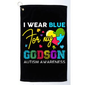 I Wear Blue For My Godson Autism Awareness Godmom Goddad Funny Gift Platinum Collection Golf Towel