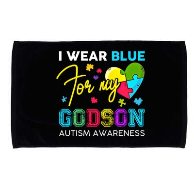 I Wear Blue For My Godson Autism Awareness Godmom Goddad Funny Gift Microfiber Hand Towel