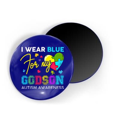 I Wear Blue For My Godson Autism Awareness Godmom Goddad Funny Gift Magnet