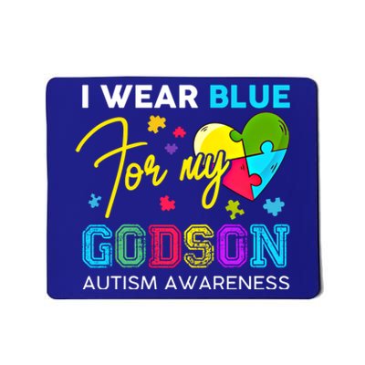 I Wear Blue For My Godson Autism Awareness Godmom Goddad Funny Gift Mousepad