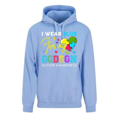 I Wear Blue For My Godson Autism Awareness Godmom Goddad Funny Gift Unisex Surf Hoodie