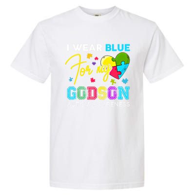 I Wear Blue For My Godson Autism Awareness Godmom Goddad Funny Gift Garment-Dyed Heavyweight T-Shirt