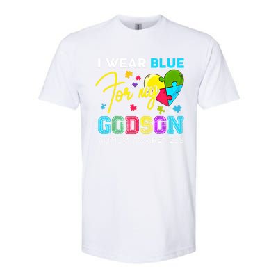 I Wear Blue For My Godson Autism Awareness Godmom Goddad Funny Gift Softstyle CVC T-Shirt