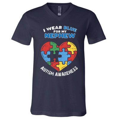 I Wear Blue For My Nephew V-Neck T-Shirt