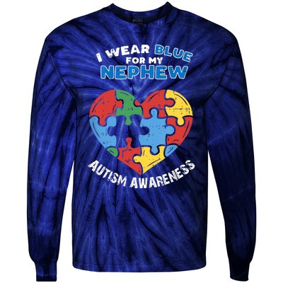 I Wear Blue For My Nephew Tie-Dye Long Sleeve Shirt