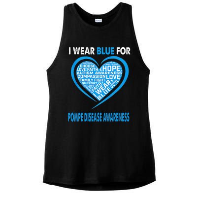 I Wear Blue For Pompe Disease Awareness Faith Hope Love Ladies PosiCharge Tri-Blend Wicking Tank