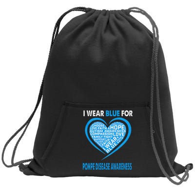 I Wear Blue For Pompe Disease Awareness Faith Hope Love Sweatshirt Cinch Pack Bag