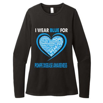 I Wear Blue For Pompe Disease Awareness Faith Hope Love Womens CVC Long Sleeve Shirt