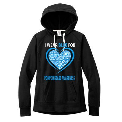 I Wear Blue For Pompe Disease Awareness Faith Hope Love Women's Fleece Hoodie