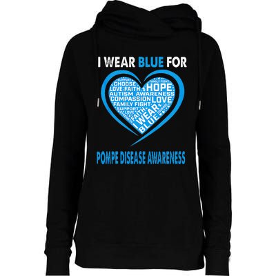 I Wear Blue For Pompe Disease Awareness Faith Hope Love Womens Funnel Neck Pullover Hood