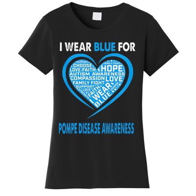 I Wear Blue For Pompe Disease Awareness Faith Hope Love Women's T-Shirt