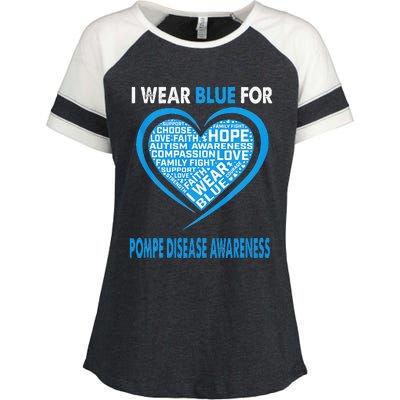 I Wear Blue For Pompe Disease Awareness Faith Hope Love Enza Ladies Jersey Colorblock Tee