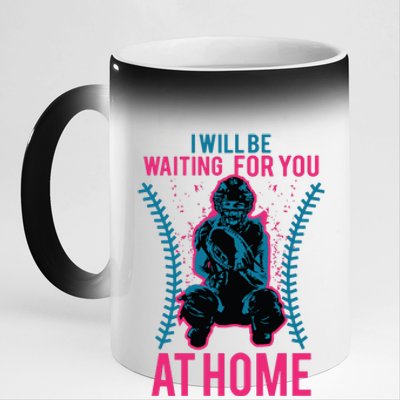 I Will Be Waiting For You At Home Softball Catcher Tee 11oz Black Color Changing Mug