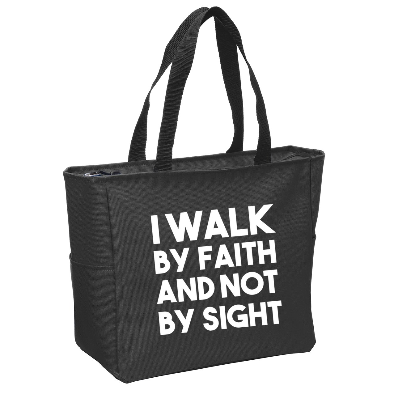 I Walk By Faith And Not By Sight Christian Jesus Zip Tote Bag