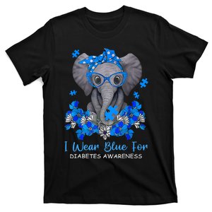 I Wear Blue For Diabetes Awareness Elephant Warrior T-Shirt