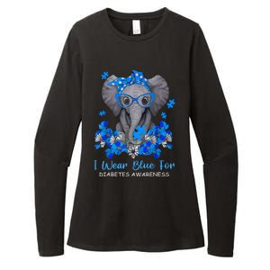 I Wear Blue For Diabetes Awareness Elephant Warrior Womens CVC Long Sleeve Shirt