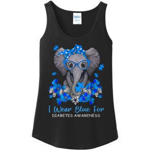 I Wear Blue For Diabetes Awareness Elephant Warrior Ladies Essential Tank