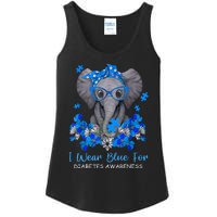 I Wear Blue For Diabetes Awareness Elephant Warrior Ladies Essential Tank