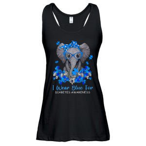 I Wear Blue For Diabetes Awareness Elephant Warrior Ladies Essential Flowy Tank