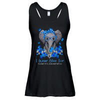 I Wear Blue For Diabetes Awareness Elephant Warrior Ladies Essential Flowy Tank