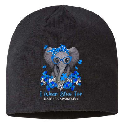 I Wear Blue For Diabetes Awareness Elephant Warrior Sustainable Beanie