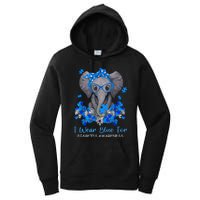 I Wear Blue For Diabetes Awareness Elephant Warrior Women's Pullover Hoodie