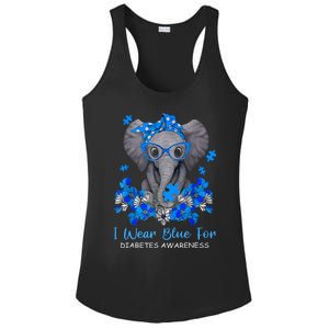 I Wear Blue For Diabetes Awareness Elephant Warrior Ladies PosiCharge Competitor Racerback Tank