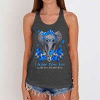 I Wear Blue For Diabetes Awareness Elephant Warrior Women's Knotted Racerback Tank