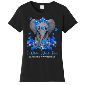 I Wear Blue For Diabetes Awareness Elephant Warrior Women's T-Shirt