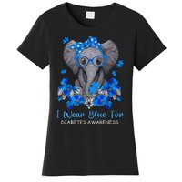 I Wear Blue For Diabetes Awareness Elephant Warrior Women's T-Shirt