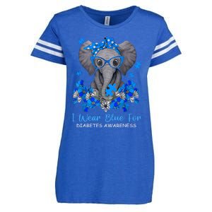 I Wear Blue For Diabetes Awareness Elephant Warrior Enza Ladies Jersey Football T-Shirt