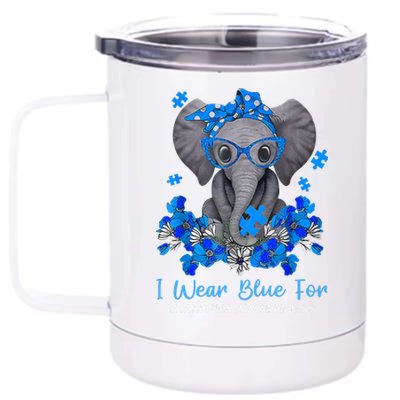 I Wear Blue For Diabetes Awareness Elephant Warrior 12 oz Stainless Steel Tumbler Cup