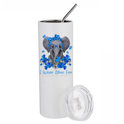 I Wear Blue For Diabetes Awareness Elephant Warrior Stainless Steel Tumbler