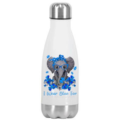 I Wear Blue For Diabetes Awareness Elephant Warrior Stainless Steel Insulated Water Bottle