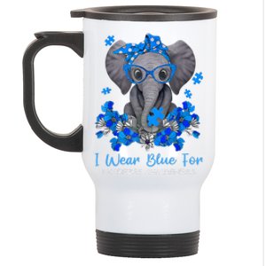 I Wear Blue For Diabetes Awareness Elephant Warrior Stainless Steel Travel Mug