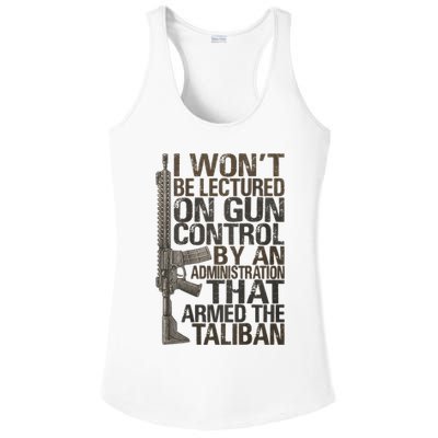 I Won't Be Lectured On Gun Control By An Administration Gun Control Guns Rights Ladies PosiCharge Competitor Racerback Tank