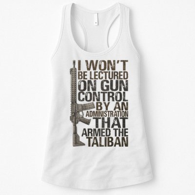 I Won't Be Lectured On Gun Control By An Administration Gun Control Guns Rights Womens Tank Top