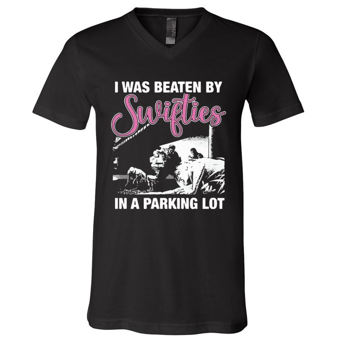 I Was Beaten By In A Parking Lot V-Neck T-Shirt