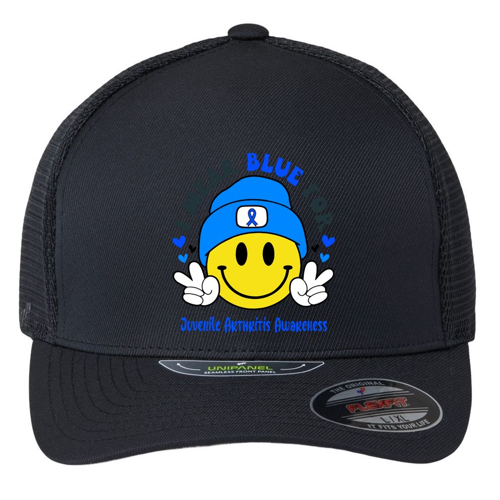 I Wear Blue For Juvenile Arthritis Awareness Funny Gift Flexfit Unipanel Trucker Cap