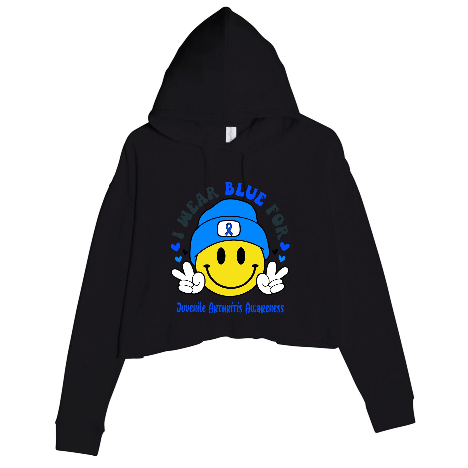 I Wear Blue For Juvenile Arthritis Awareness Funny Gift Crop Fleece Hoodie
